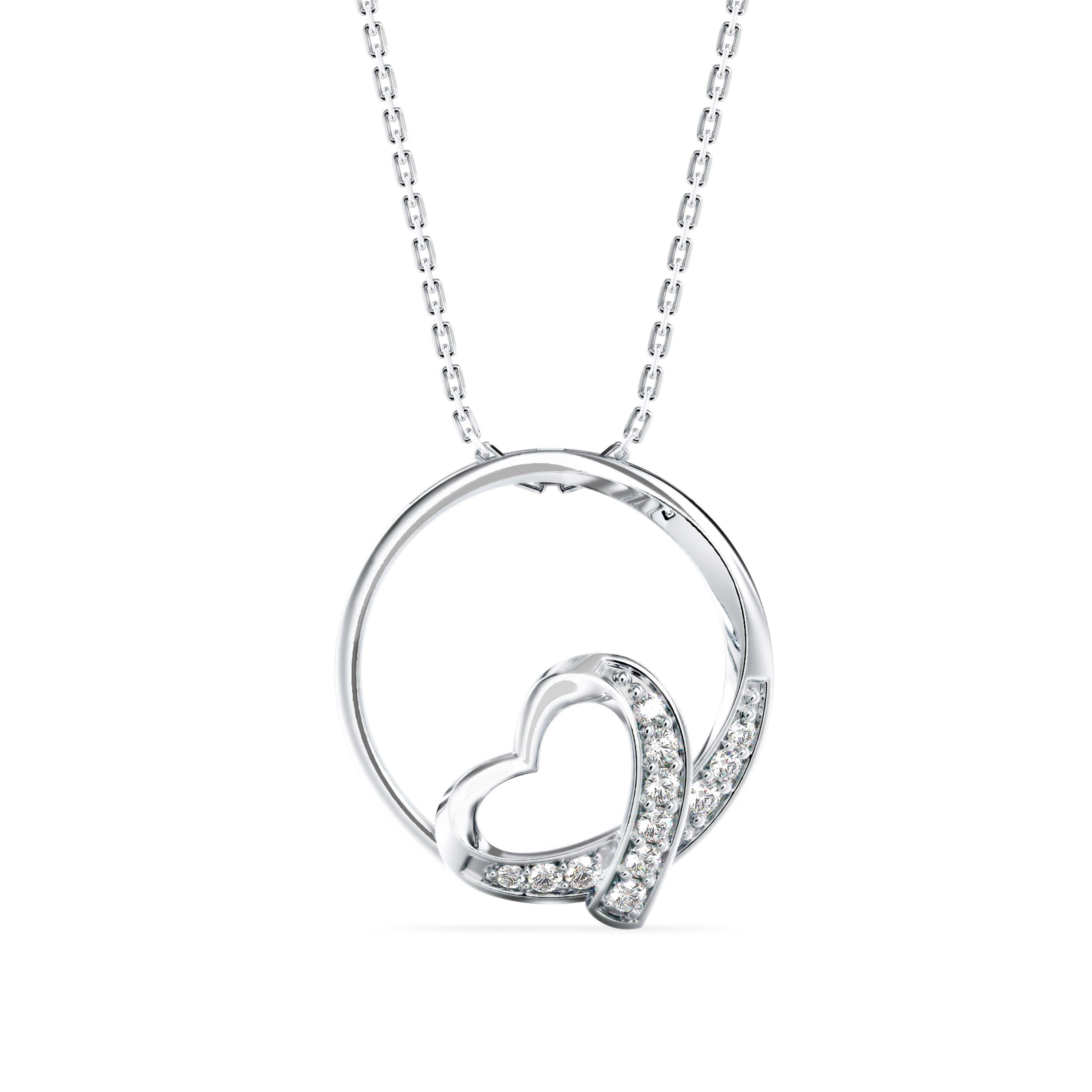 Girdle Heart Diamond Pendant-Silver