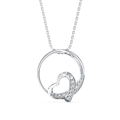 Girdle Heart Diamond Pendant-Silver
