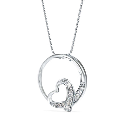 Girdle Heart Diamond Pendant-Silver