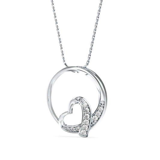Girdle Heart Diamond Pendant-Silver