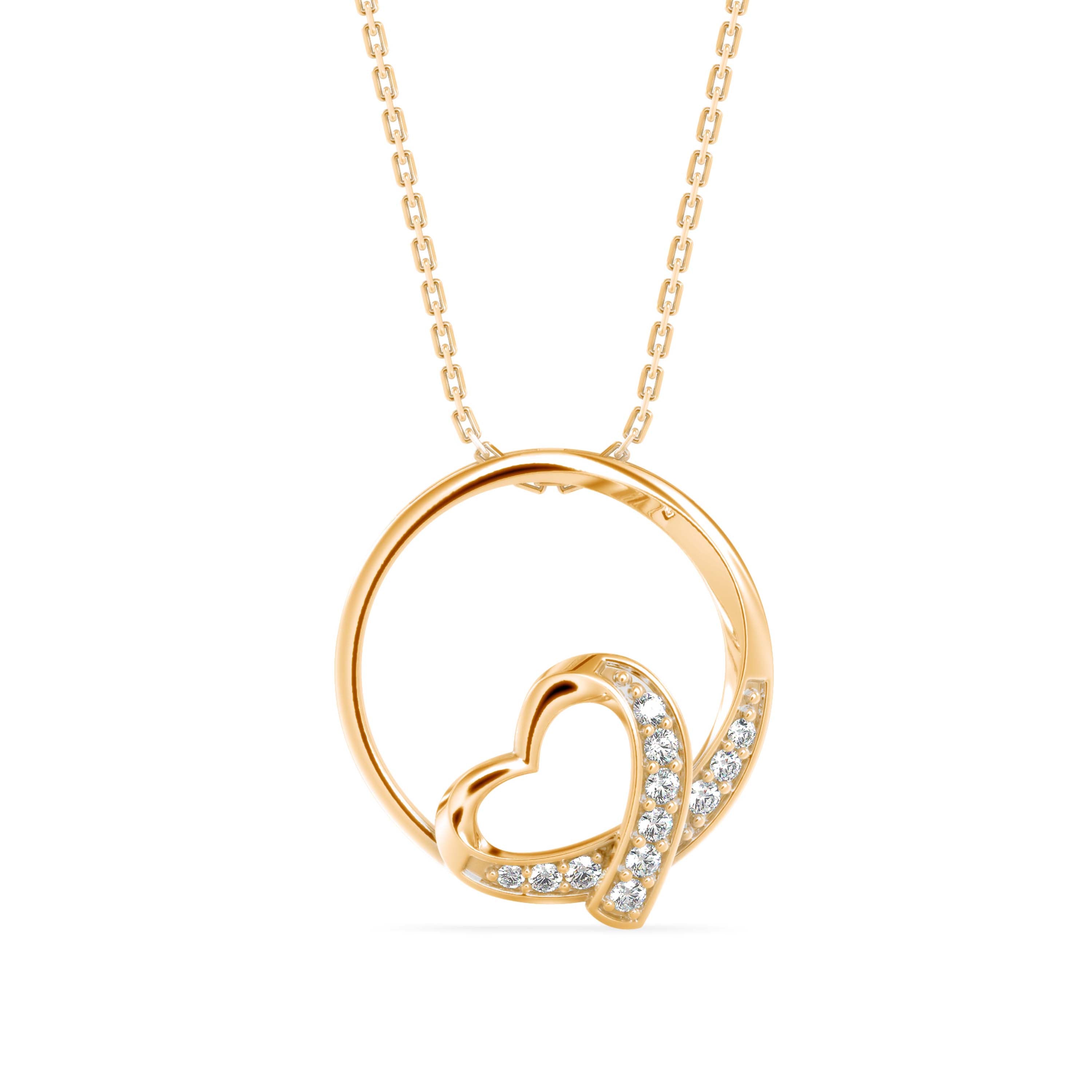 Girdle Heart Diamond Pendant-Golden