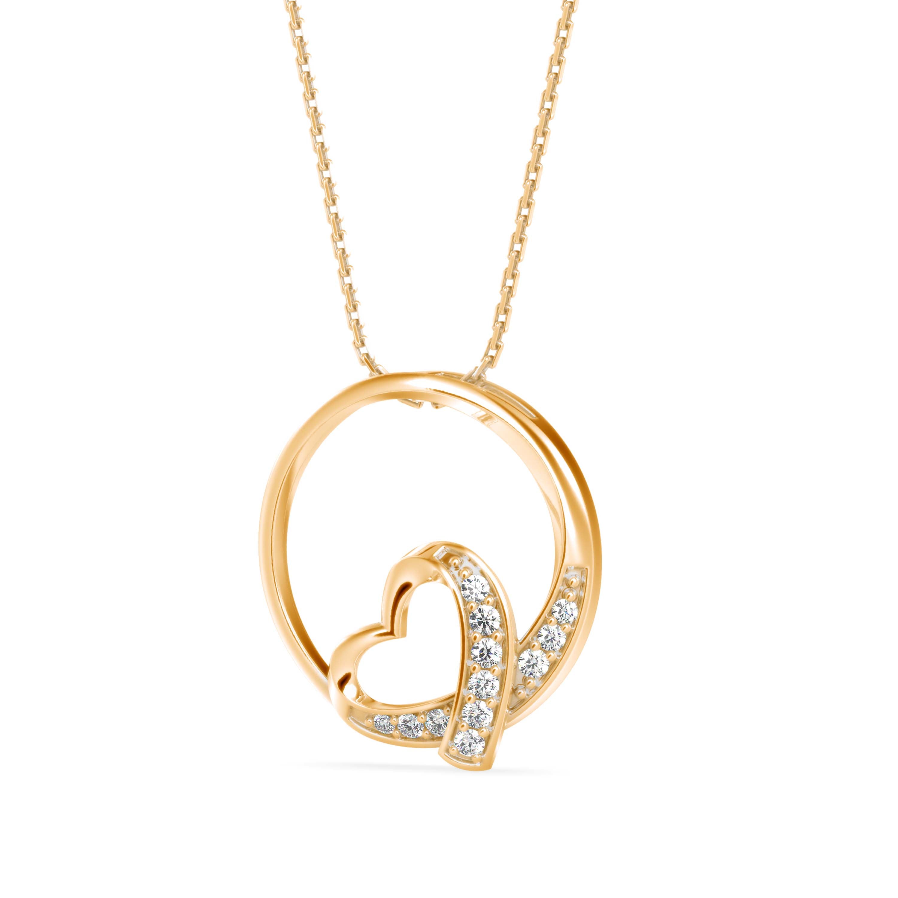 Girdle Heart Diamond Pendant-Golden