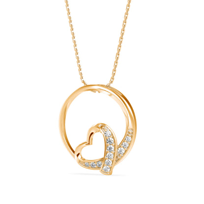 Girdle Heart Diamond Pendant-Golden