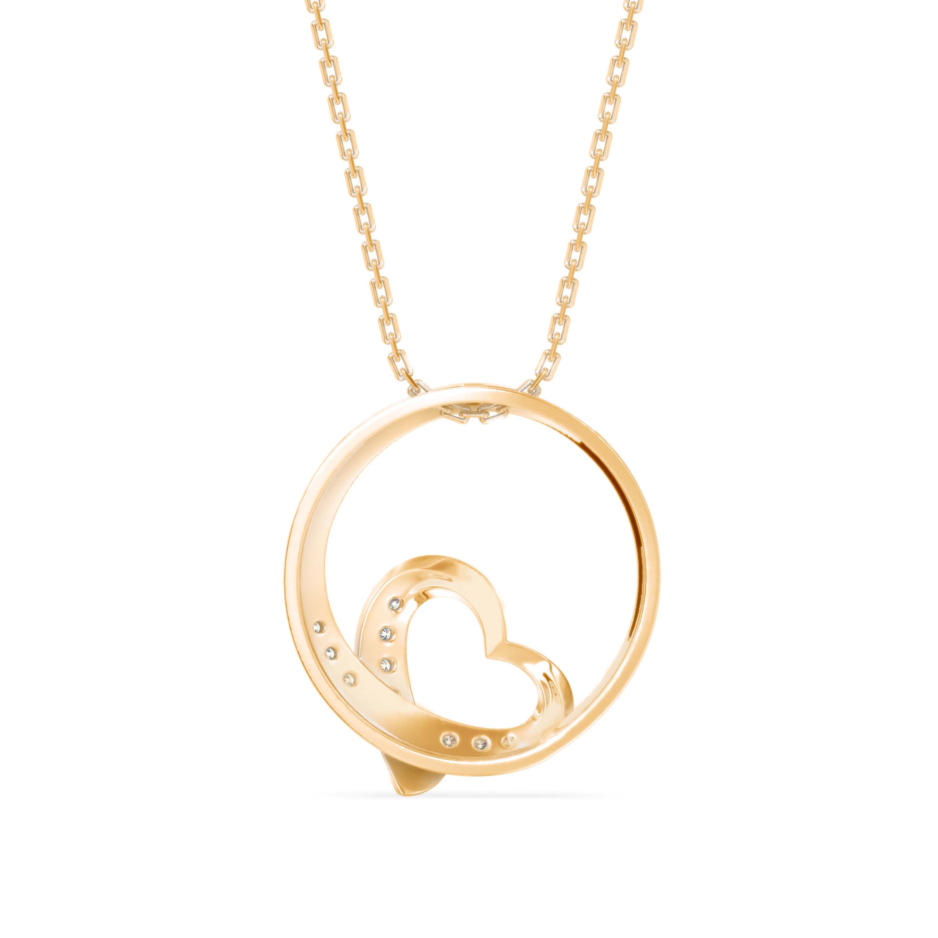 Girdle Heart Diamond Pendant-Golden