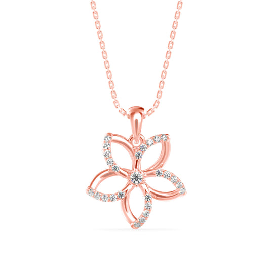 Diamond Floret Charm Pendant-Rose Gold
