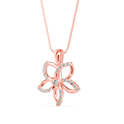 Diamond Floret Charm Pendant-Rose Gold