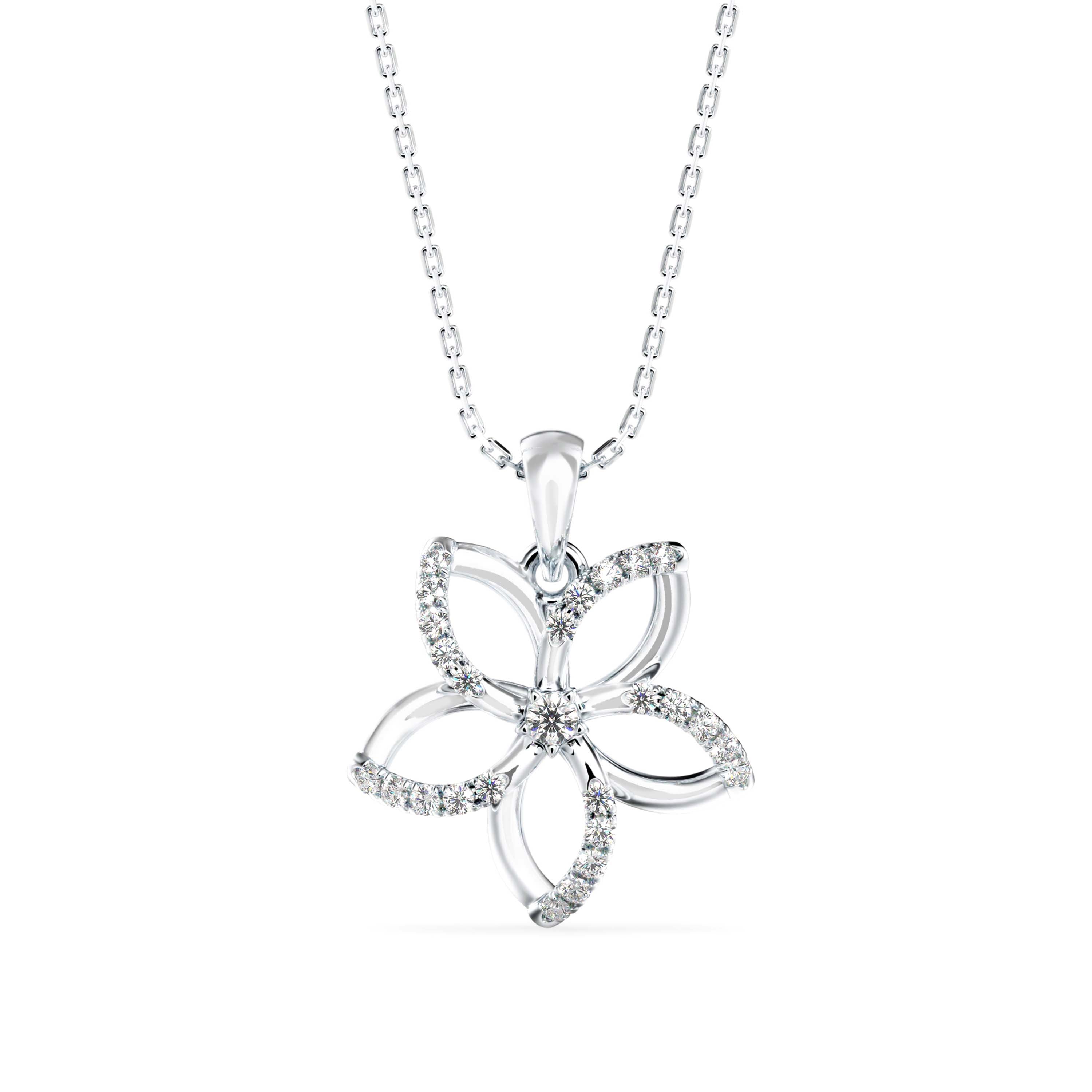 Diamond Floret Charm Pendant-Silver