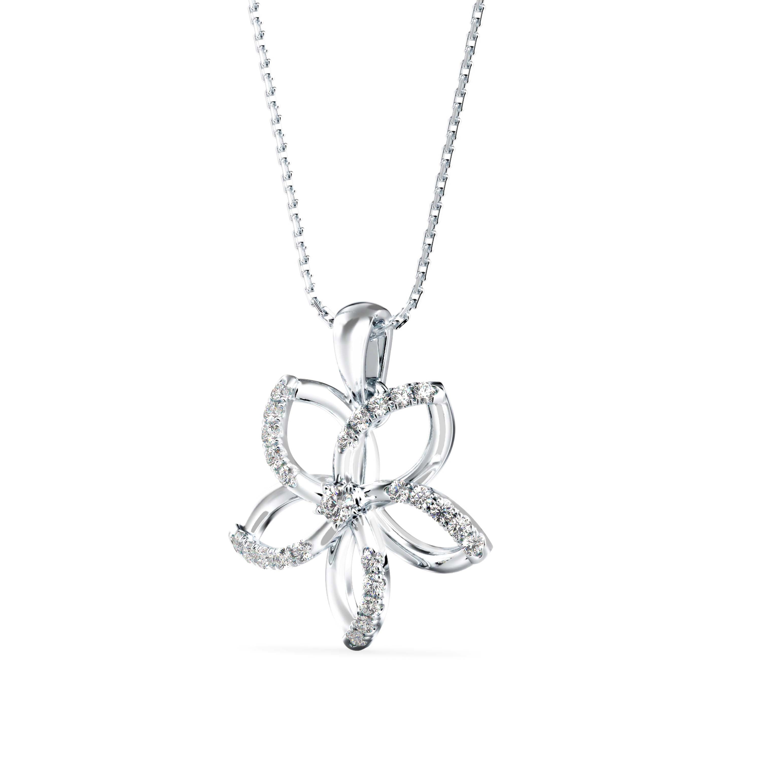 Diamond Floret Charm Pendant-Silver