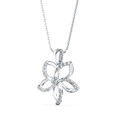 Diamond Floret Charm Pendant-Silver