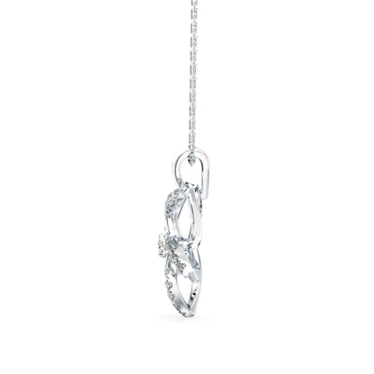 Diamond Floret Charm Pendant-Silver