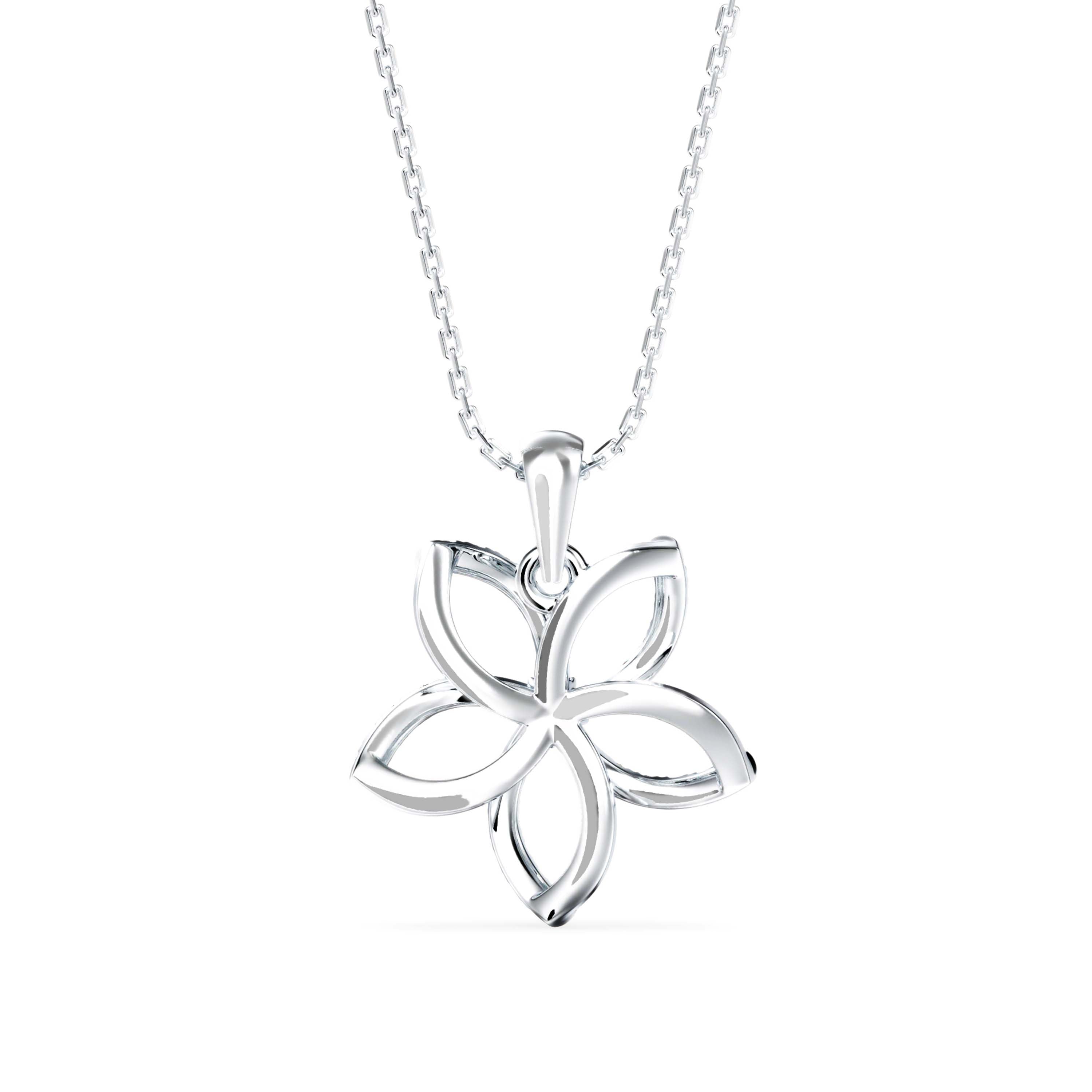 Diamond Floret Charm Pendant-Silver