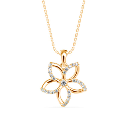 Diamond Floret Charm Pendant-Golden