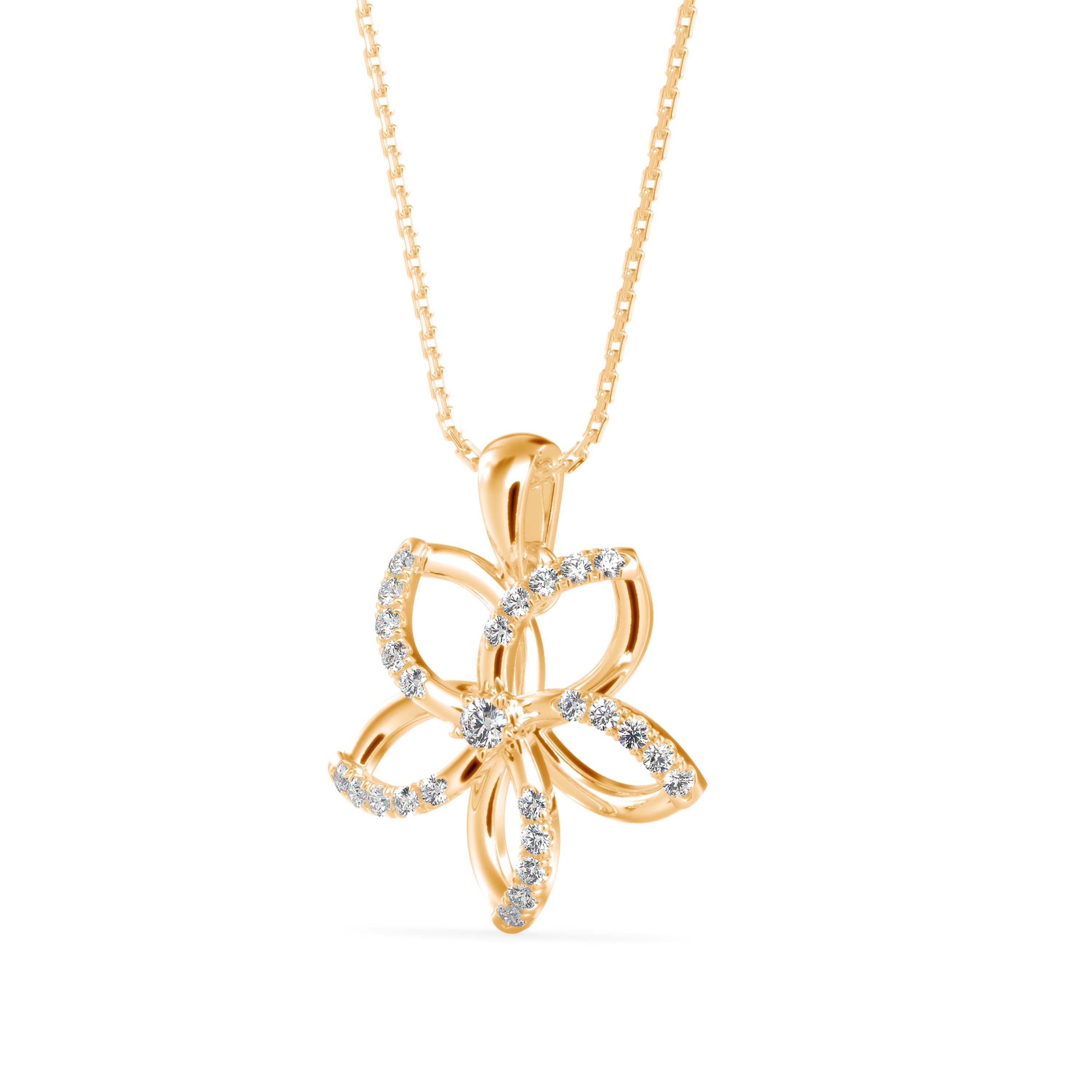 Diamond Floret Charm Pendant-Golden