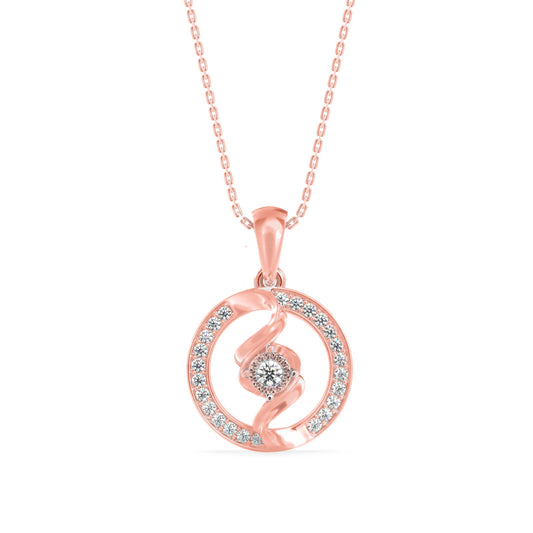Elliptic Spiral Diamond Pendant-Rose Gold