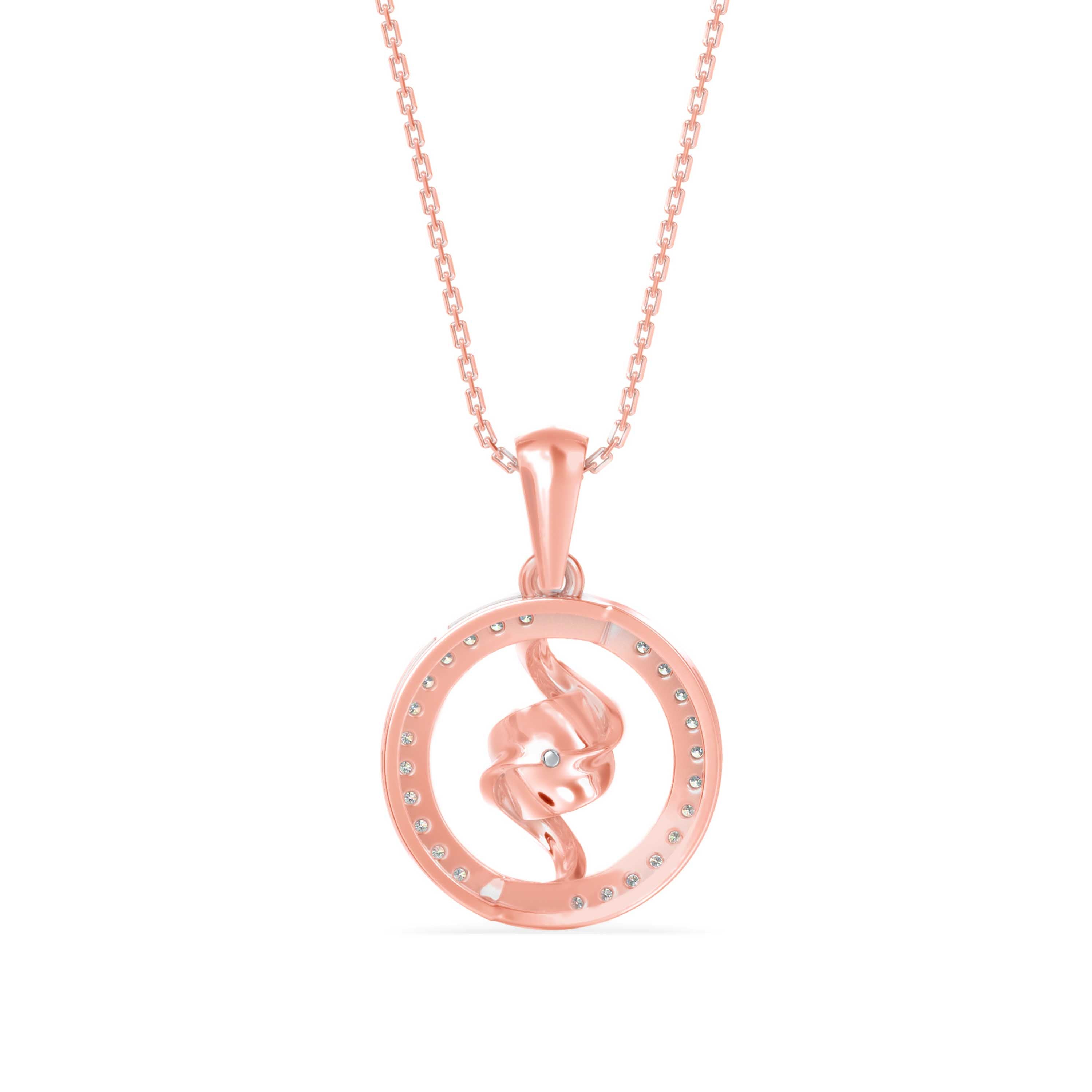 Elliptic Spiral Diamond Pendant-Rose Gold