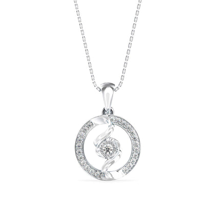 Elliptic Spiral Diamond Pendant-Silver
