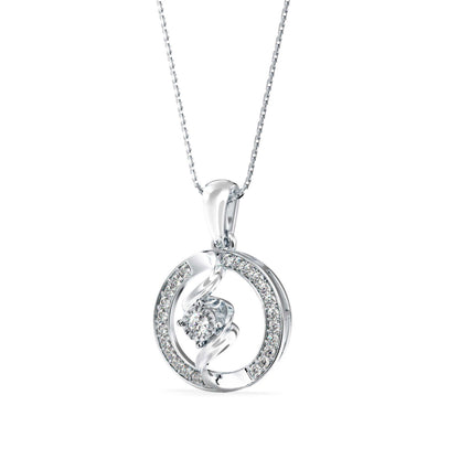 Elliptic Spiral Diamond Pendant-Silver