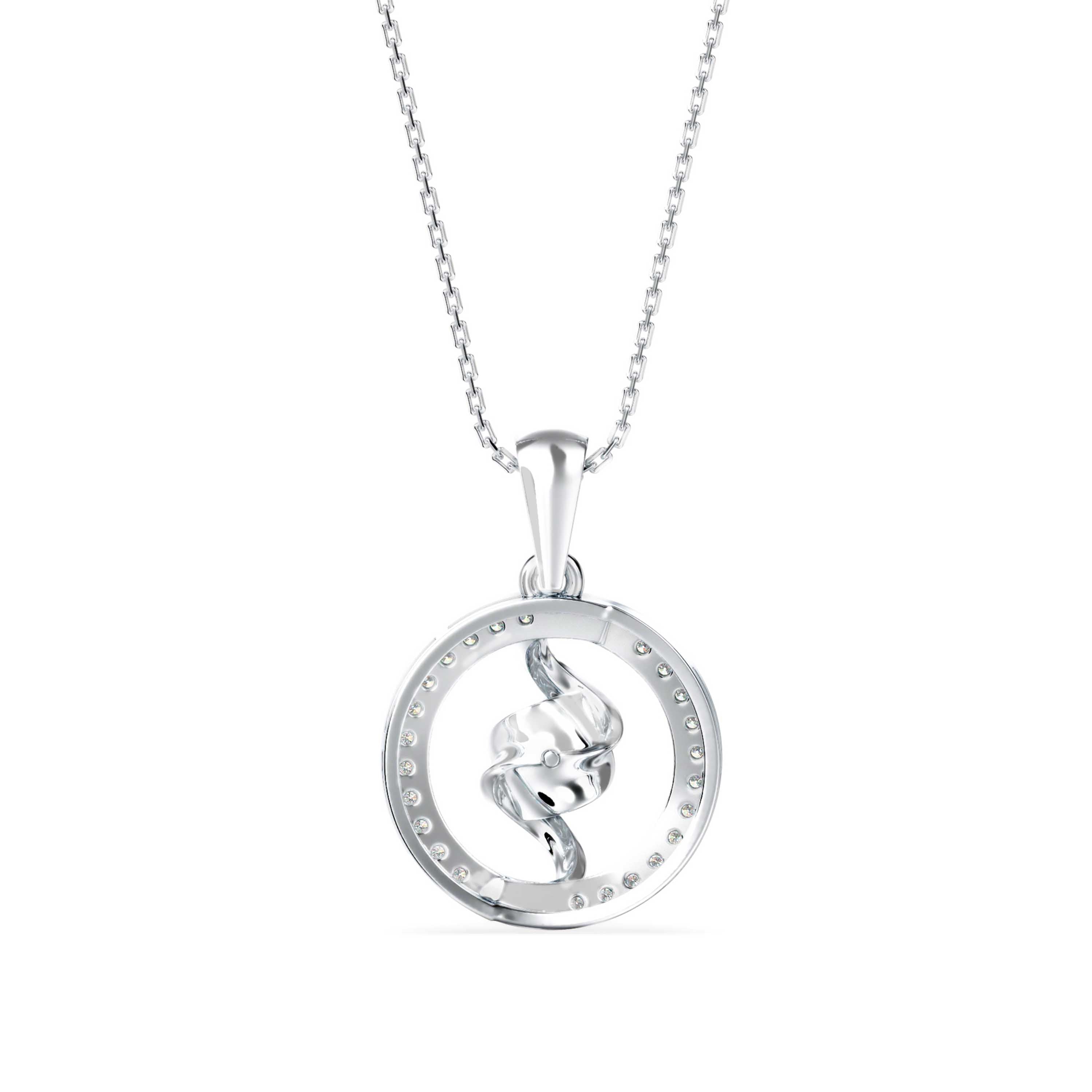 Elliptic Spiral Diamond Pendant-Silver