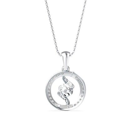 Elliptic Spiral Diamond Pendant-Silver