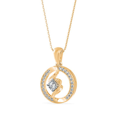 Elliptic Spiral Diamond Pendant-Golden