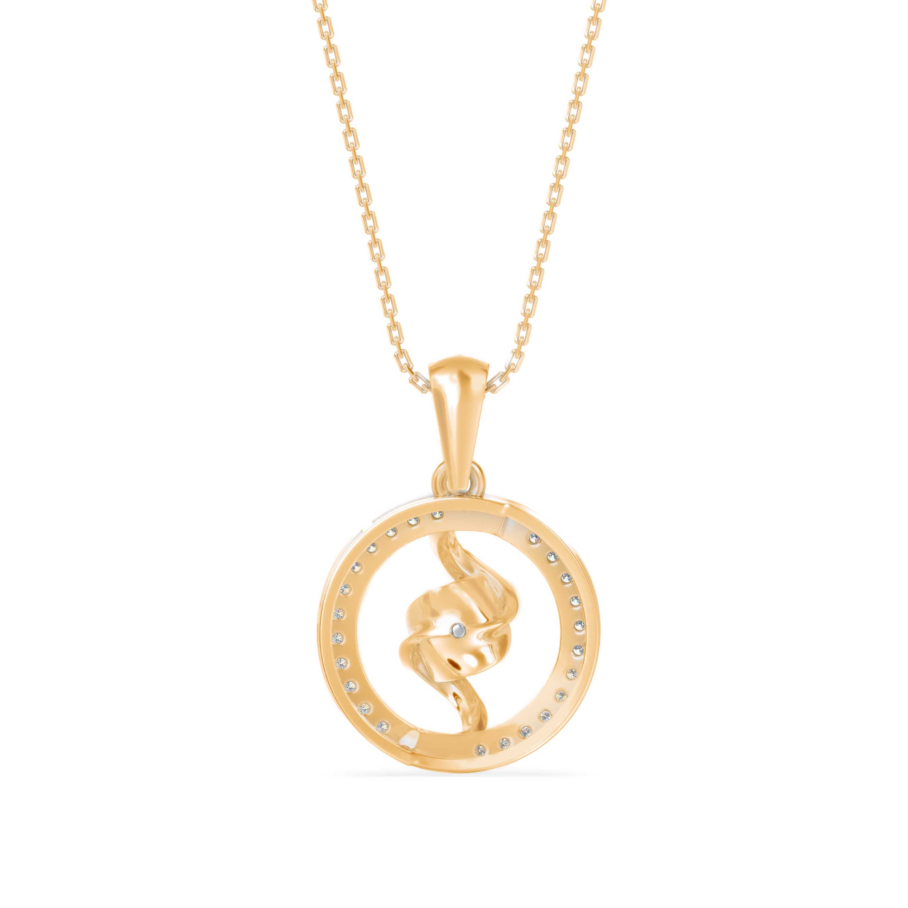 Elliptic Spiral Diamond Pendant-Golden