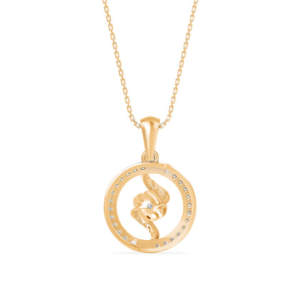 Elliptic Spiral Diamond Pendant-Golden