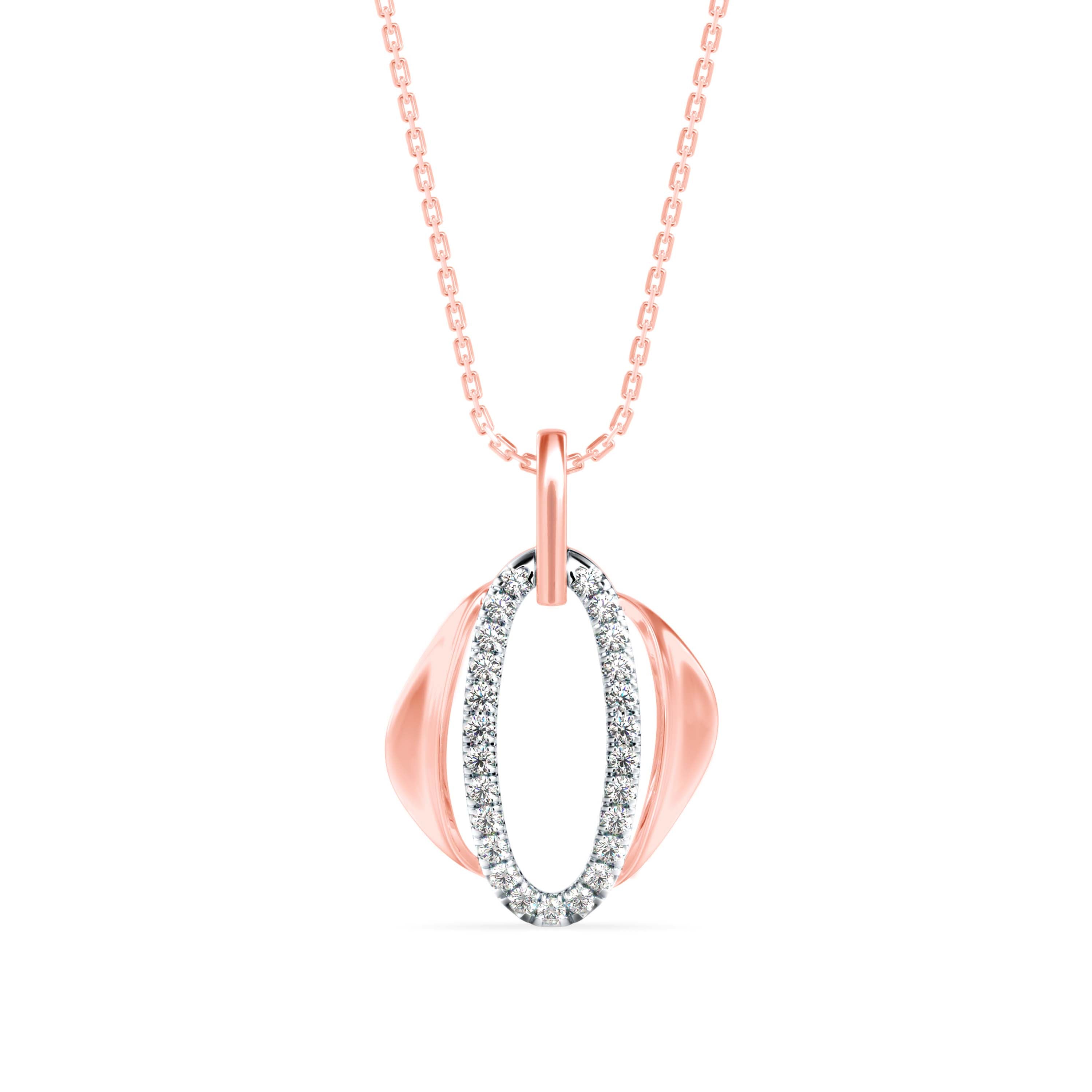 Ovate Charm Diamond Pendant-Rose Gold