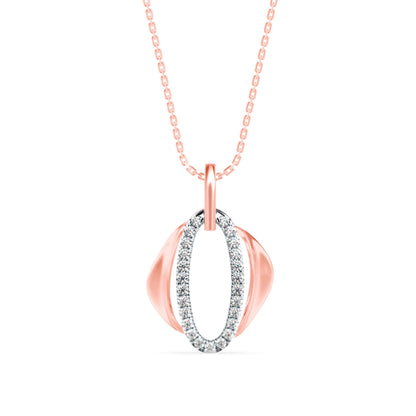 Ovate Charm Diamond Pendant-Rose Gold