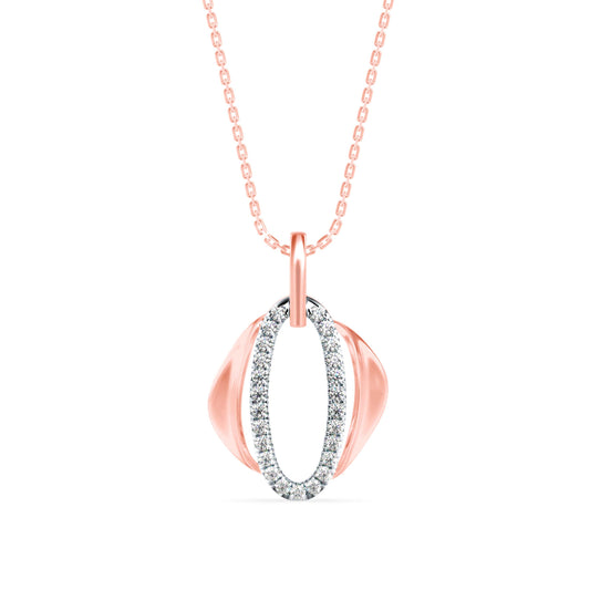 Ovate Charm Diamond Pendant-Rose Gold