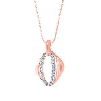 Ovate Charm Diamond Pendant-Rose Gold