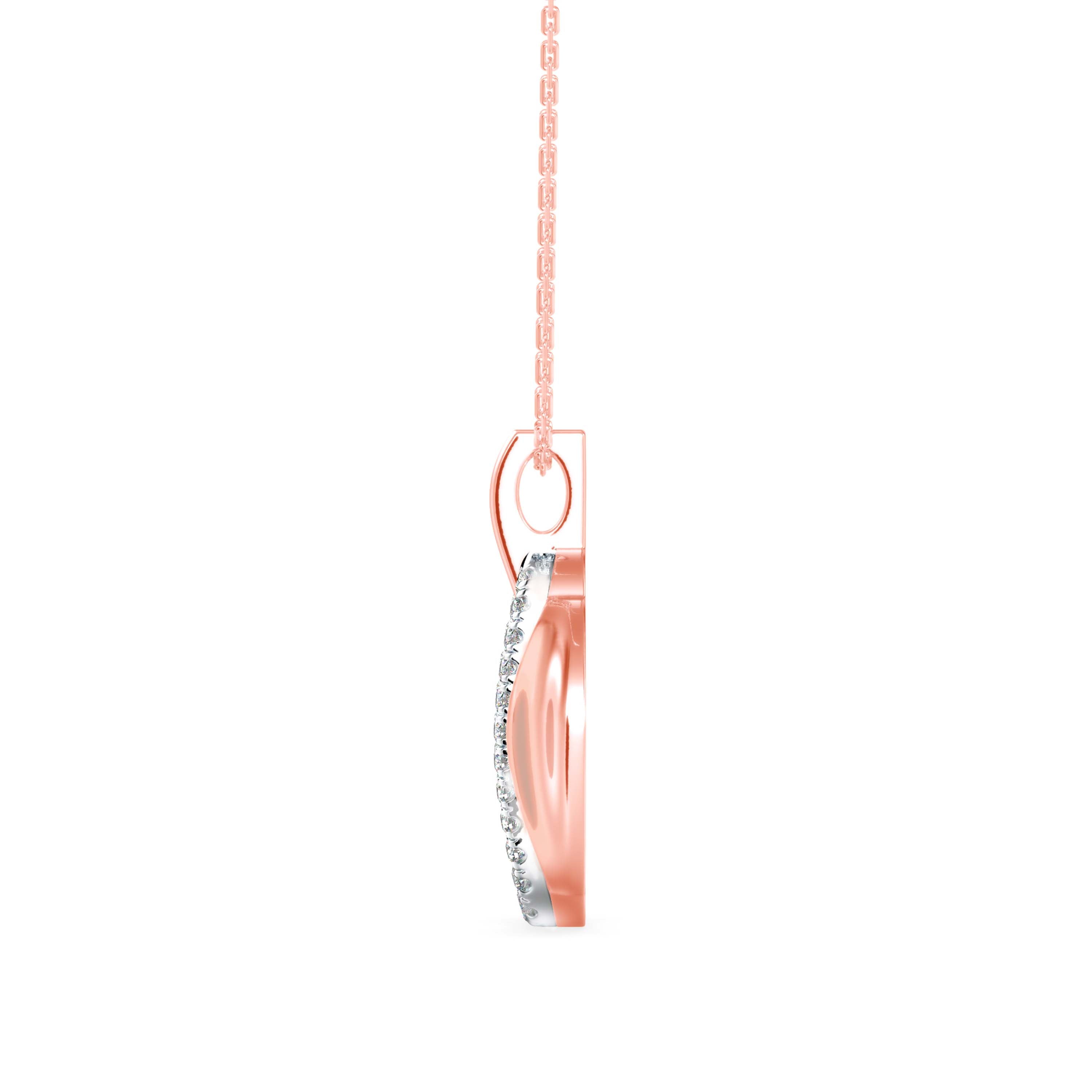 Ovate Charm Diamond Pendant-Rose Gold