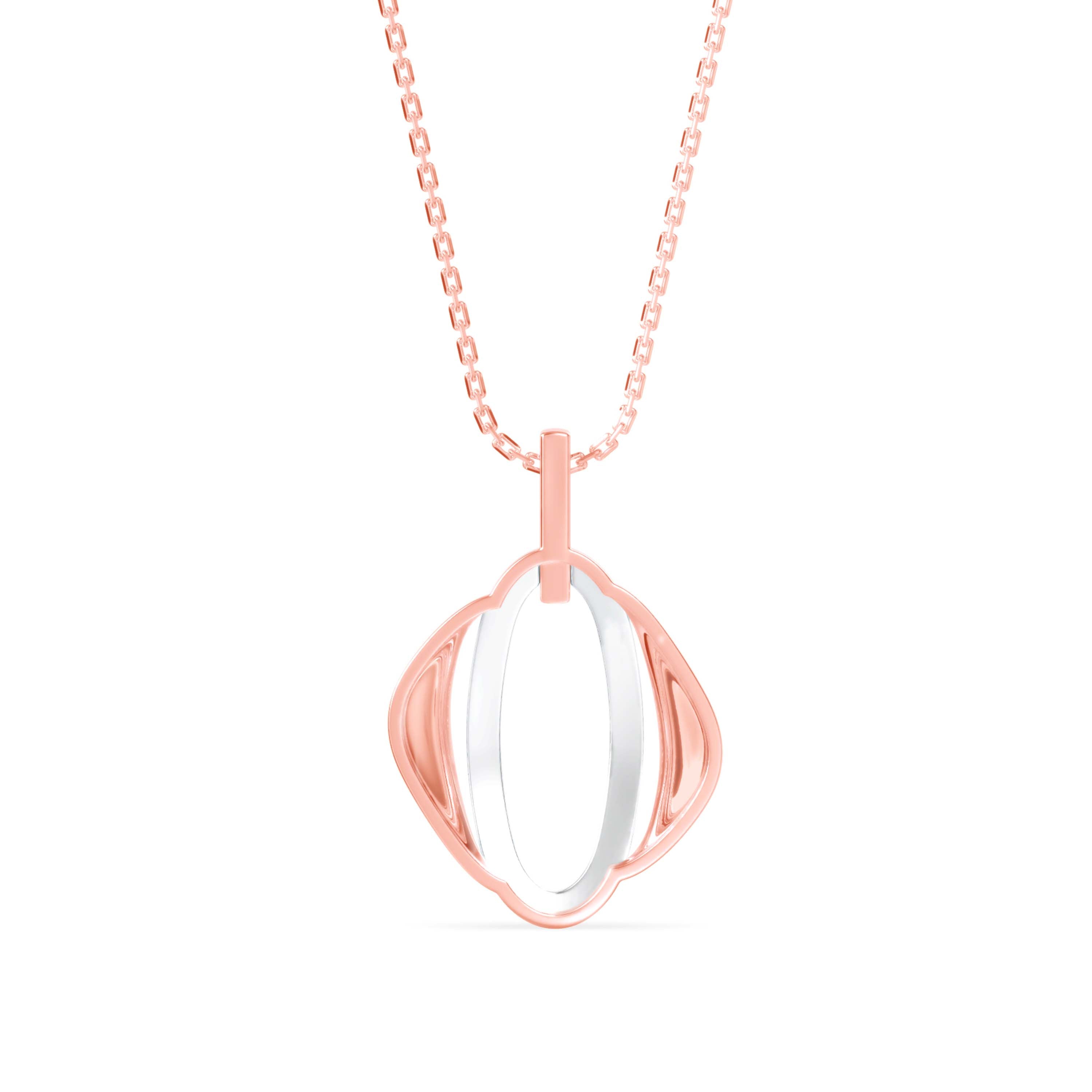 Ovate Charm Diamond Pendant-Rose Gold