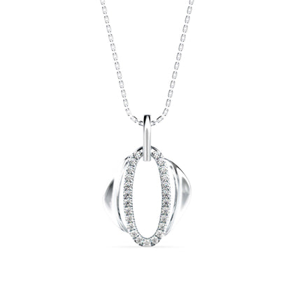 Ovate Charm Diamond Pendant-Silver