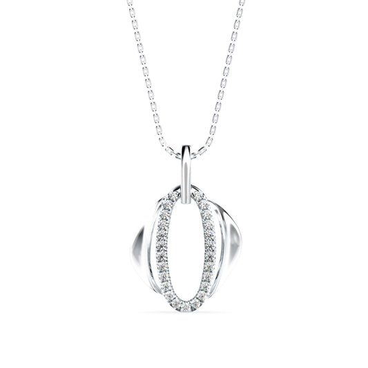Ovate Charm Diamond Pendant-Silver