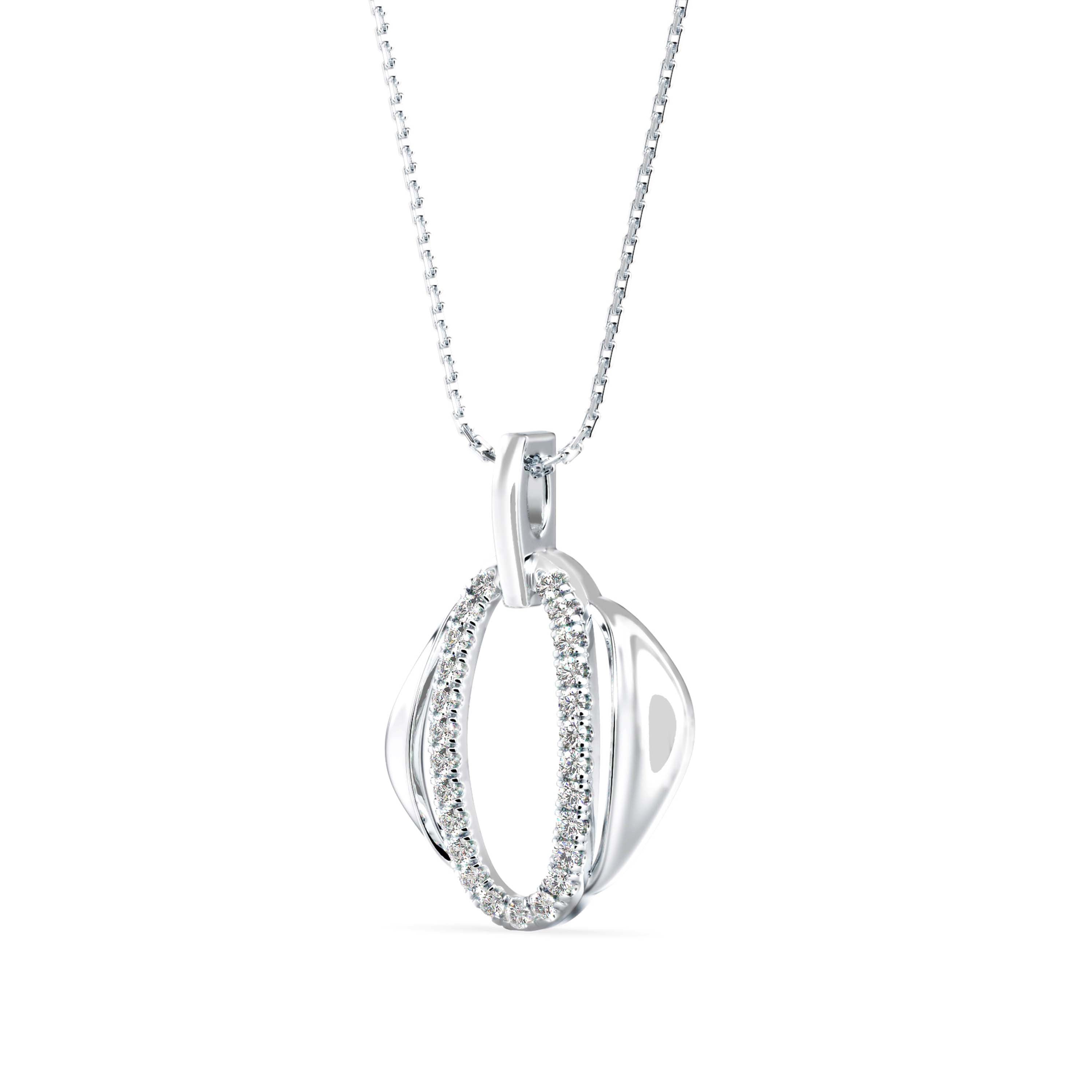 Ovate Charm Diamond Pendant-Silver