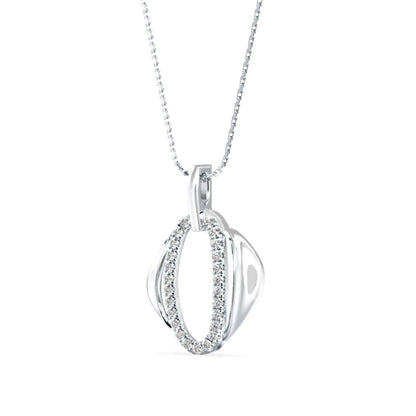 Ovate Charm Diamond Pendant-Silver
