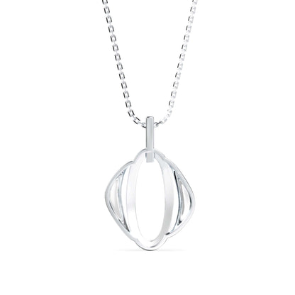 Ovate Charm Diamond Pendant-Silver