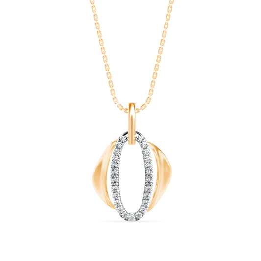 Ovate Charm Diamond Pendant-Golden
