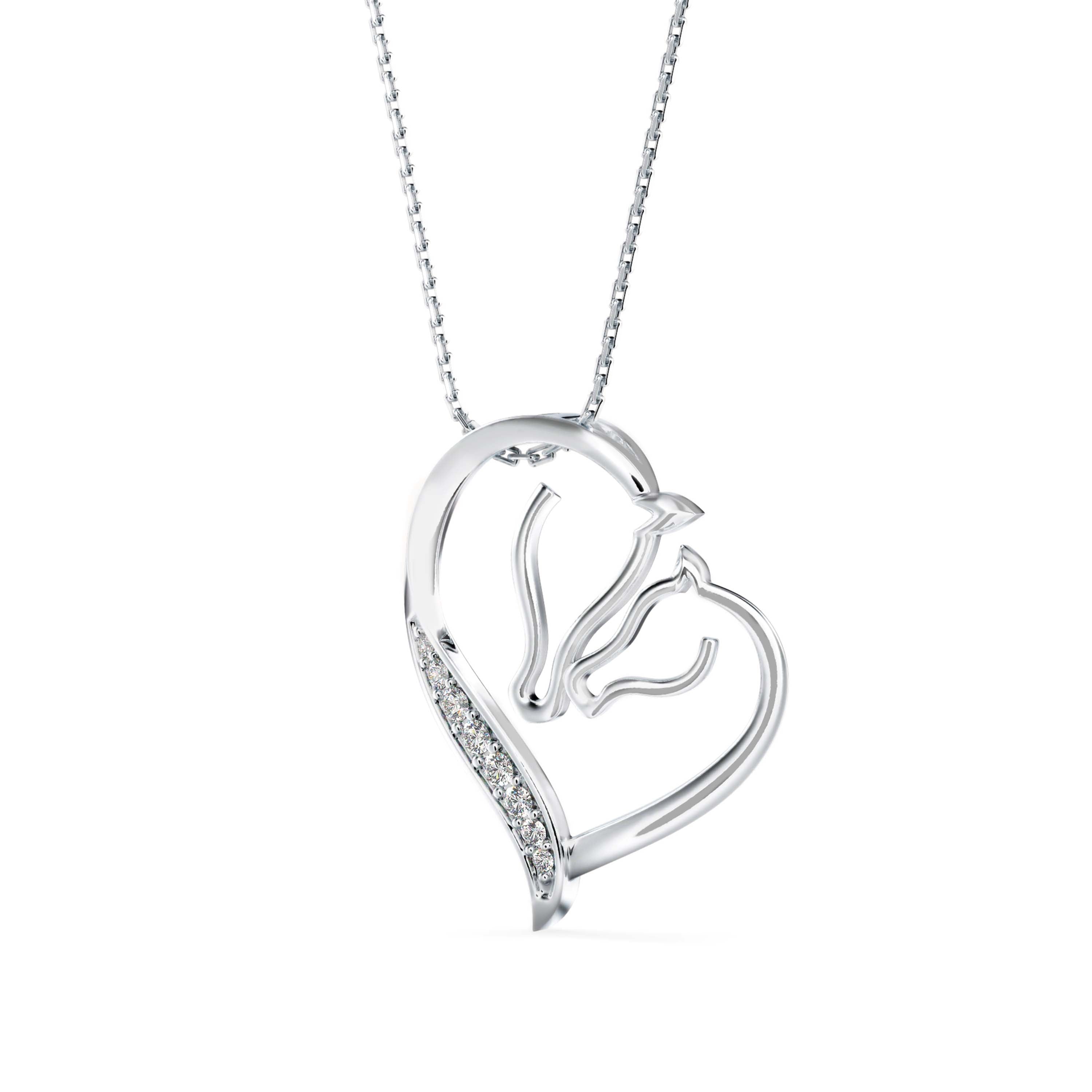 Enrich Heart Diamond Pendant-Silver