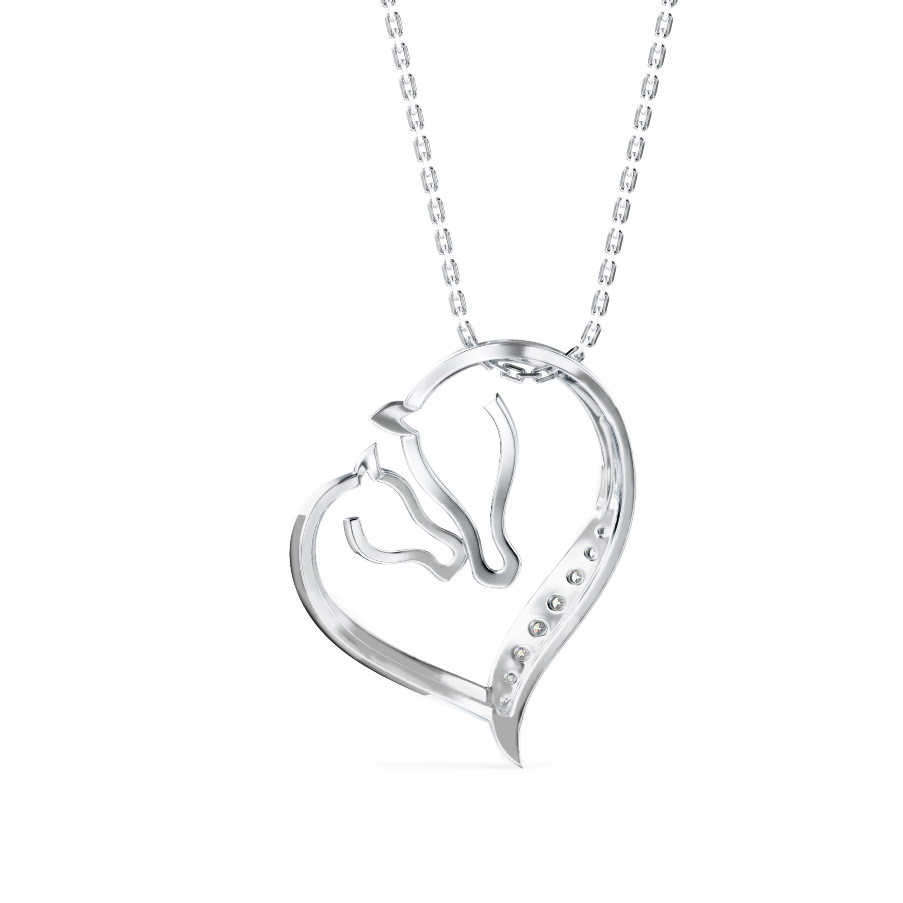 Enrich Heart Diamond Pendant-Silver