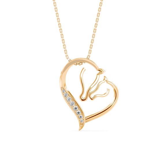 Enrich Heart Diamond Pendant-Golden