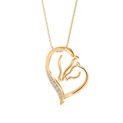 Enrich Heart Diamond Pendant-Golden