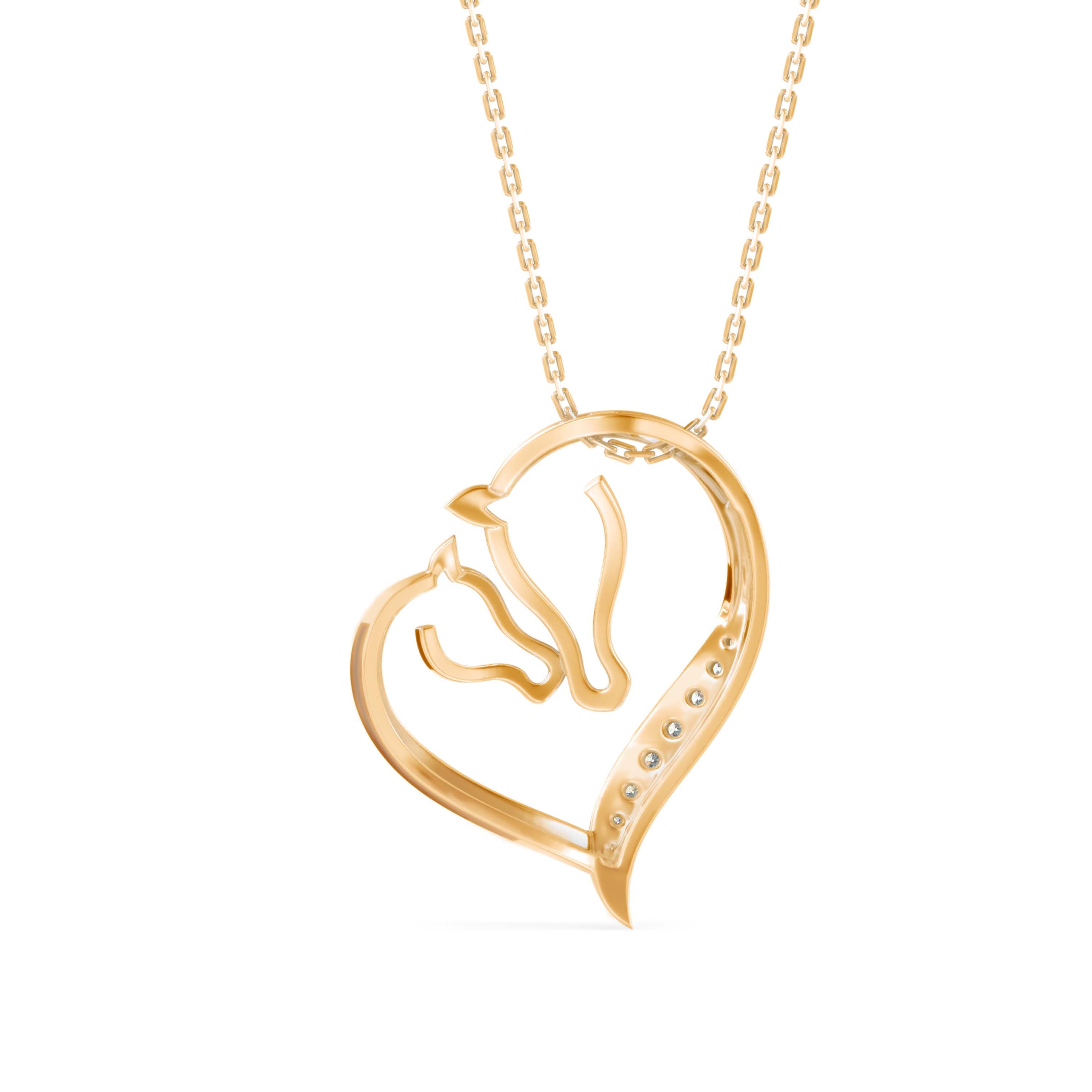Enrich Heart Diamond Pendant-Golden