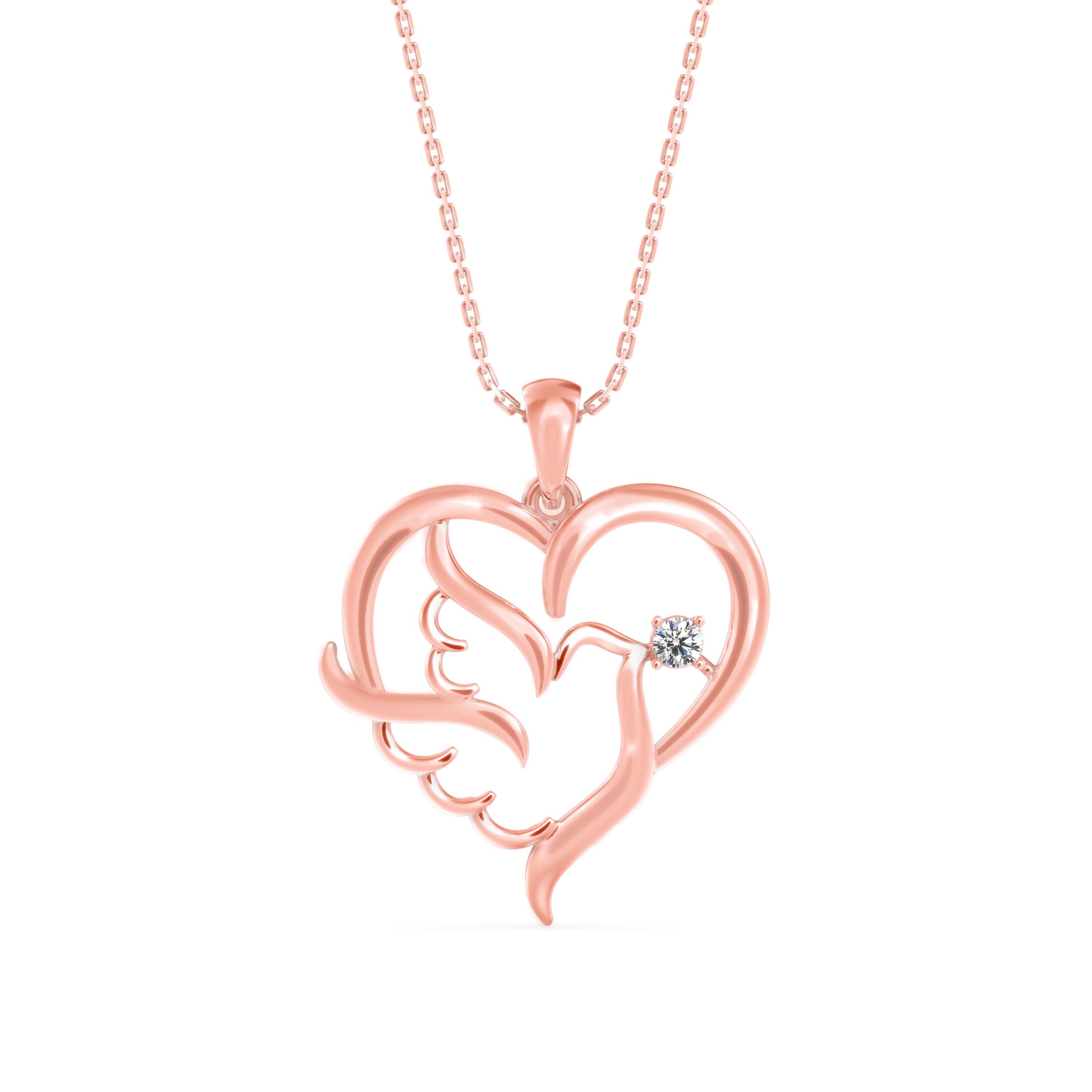 Glider Heart Diamond Pendant-Rose Gold
