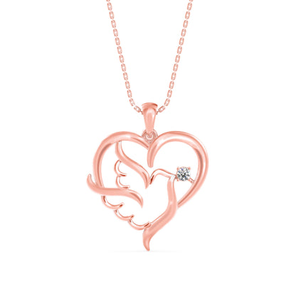 Glider Heart Diamond Pendant-Rose Gold