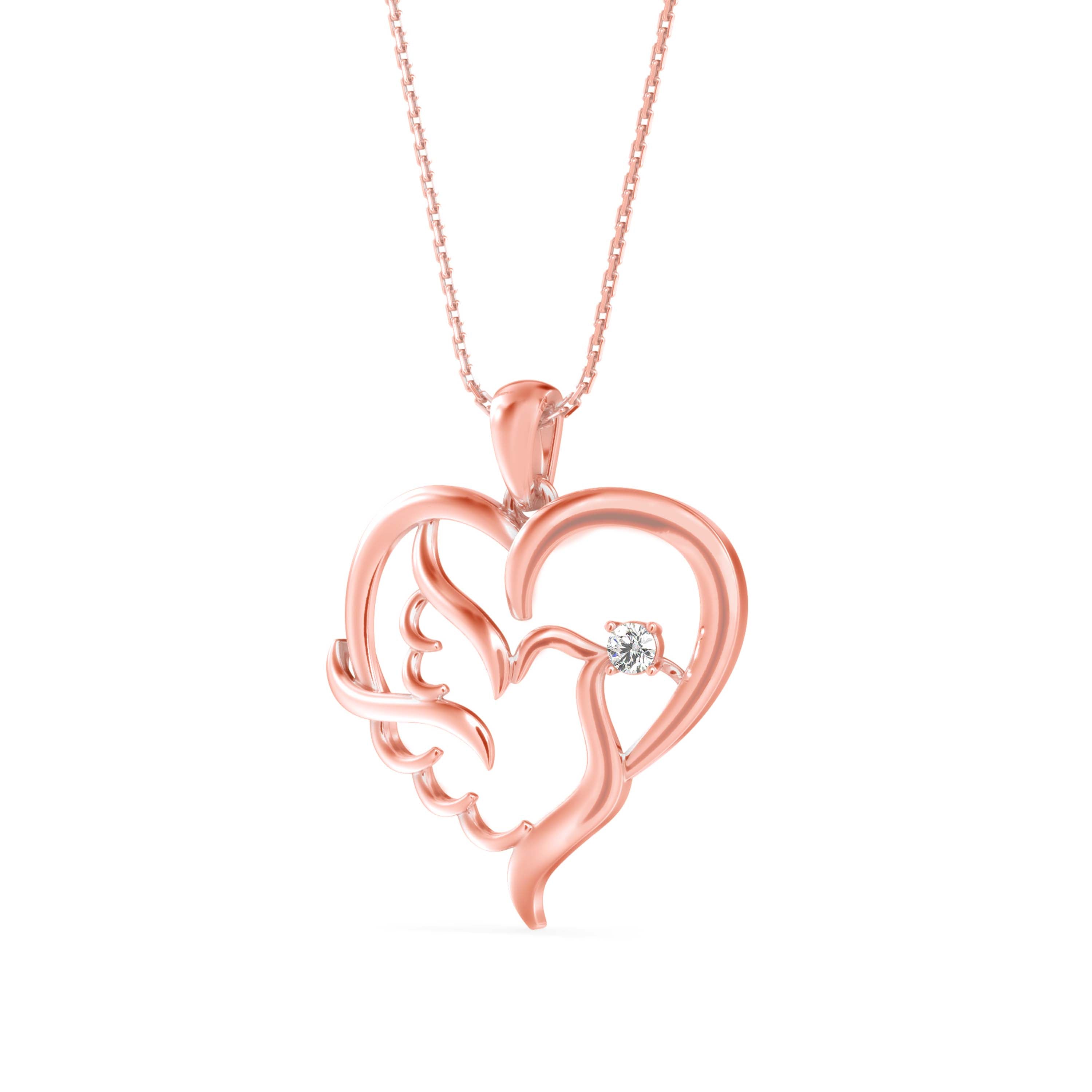 Glider Heart Diamond Pendant-Rose Gold