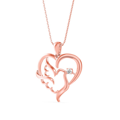 Glider Heart Diamond Pendant-Rose Gold
