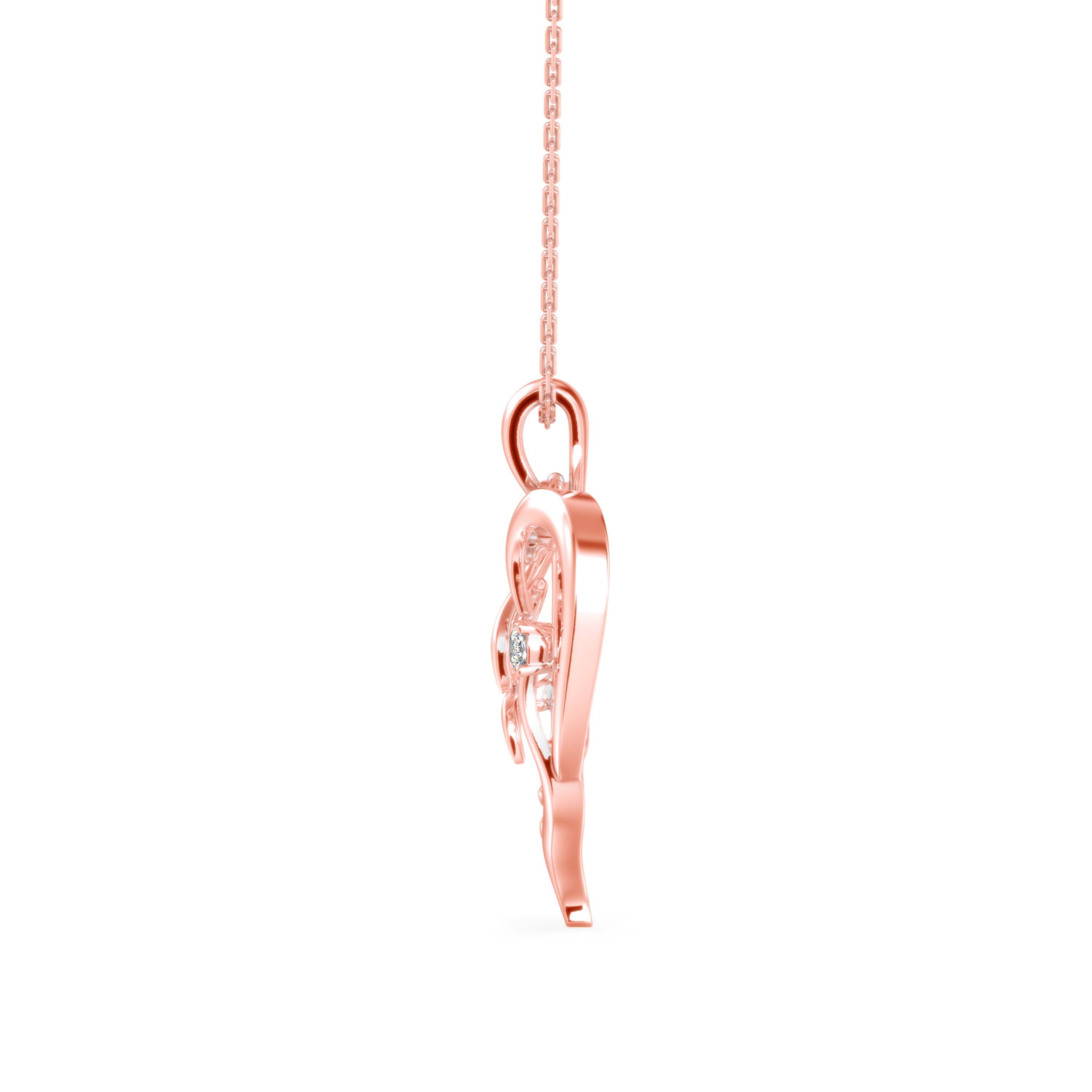 Glider Heart Diamond Pendant-Rose Gold