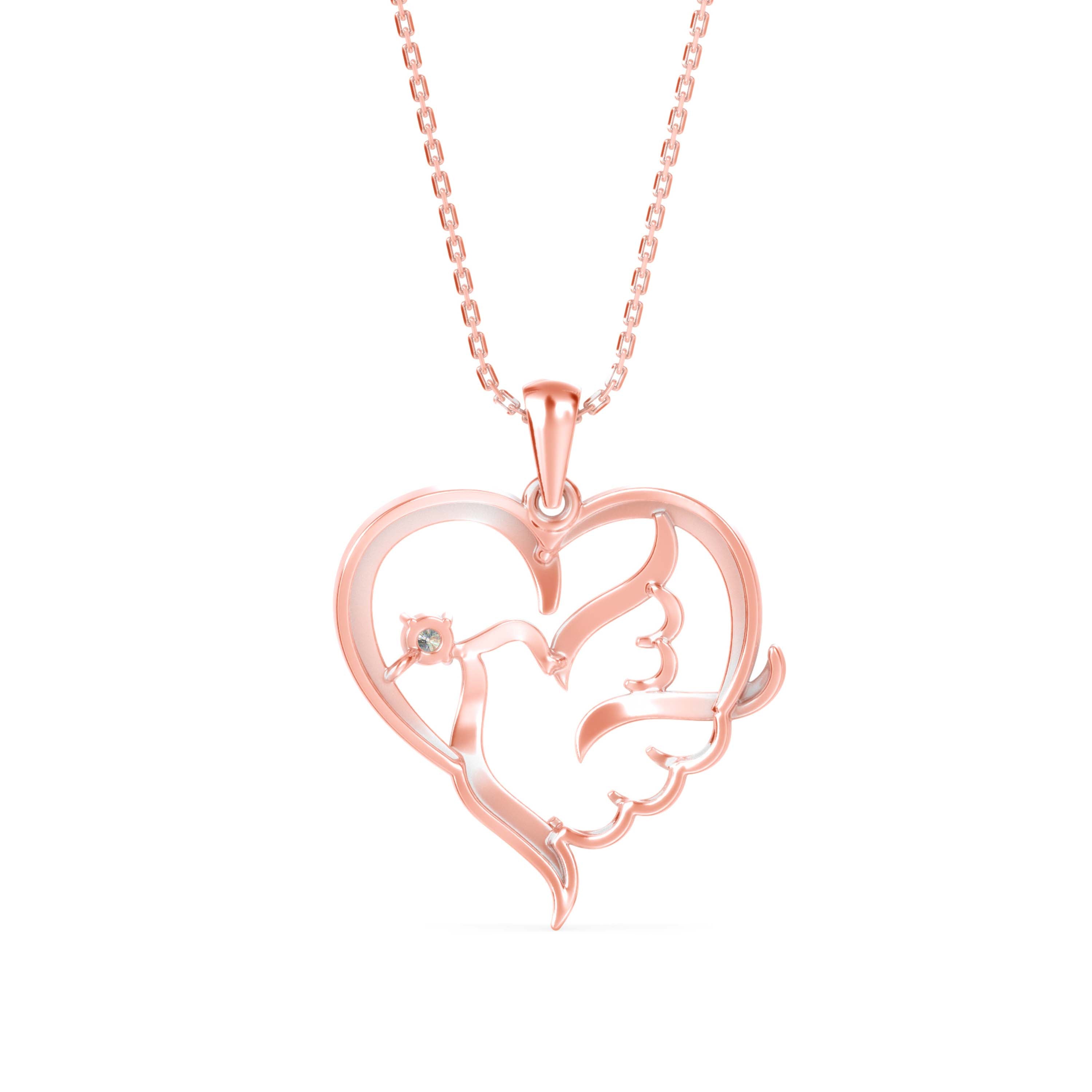 Glider Heart Diamond Pendant-Rose Gold