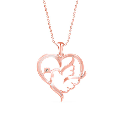 Glider Heart Diamond Pendant-Rose Gold